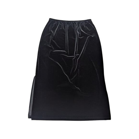 Vintage Black Velvet Maxi Skirt Pencil Straight Leg Slit Whimsygoth Whimy Witchy - Picture 4 of 6